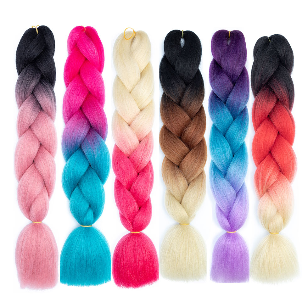 Moko Braiding Hair Synthetic Jumbo Braids Hair Extension White/Black Women Hot Style Pink Purple Blue Blonde Pure Piano Color